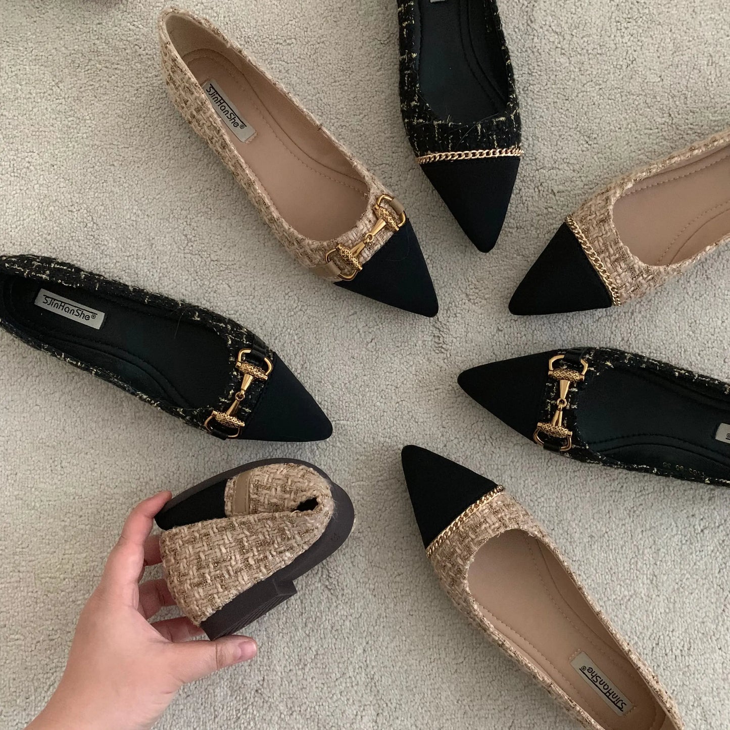 Luxury Flats - Pointed Toe Slip-On Loafers