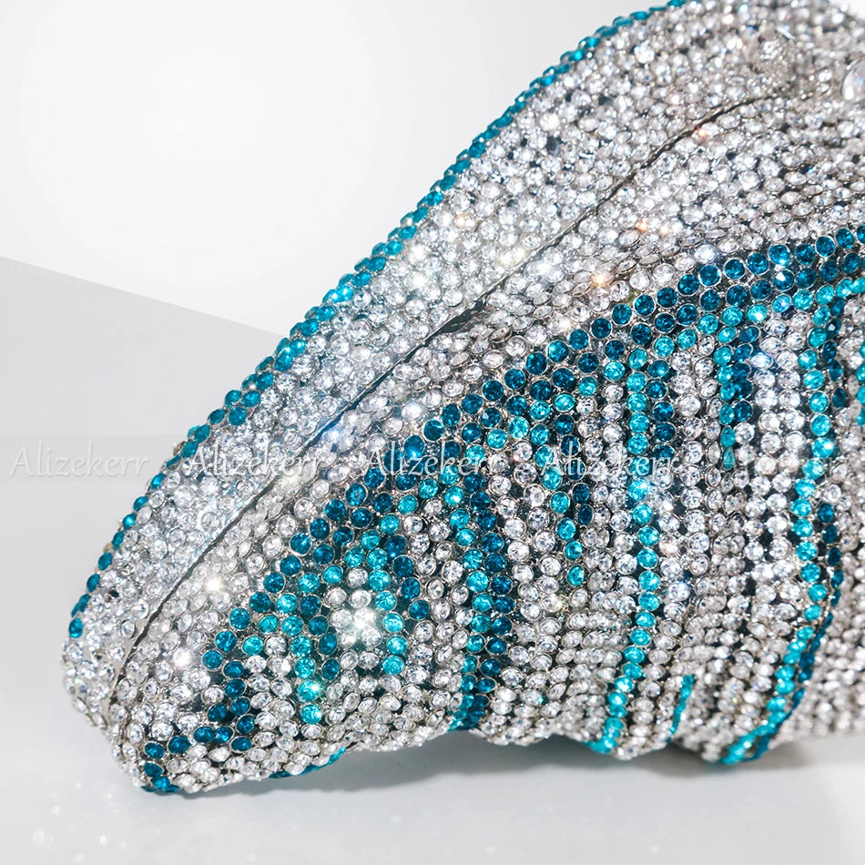 Women's Rhinestone Conch Shaped Evening Clutch Bags Novelty Unique Boutique Bag