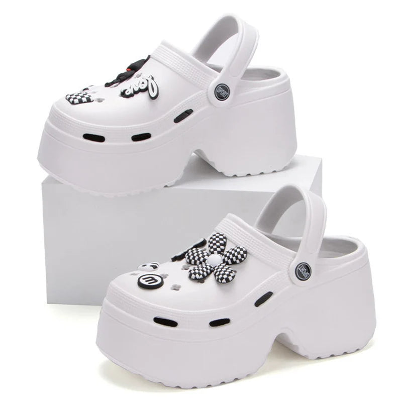 White Chunky Clog Sandals