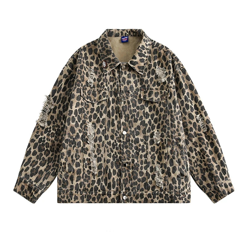 Unleash your wild side with our Vintage Leopard Print Cotton Denim Bomber Jacket from Thread Harbor Clothing Company. Made from high-quality cotton denim, this jacket features a striking leopard print that will make a statement wherever you go. Stay stylish and comfortable with this unique piece, perfect for any fashion-forward individual seeking to make a bold statement.