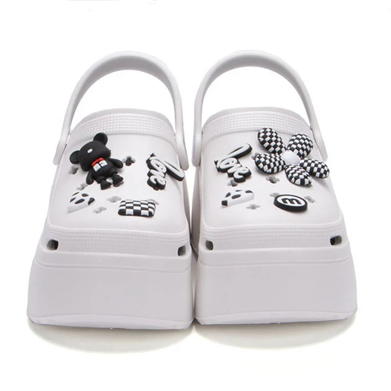 White Chunky Clog Sandals