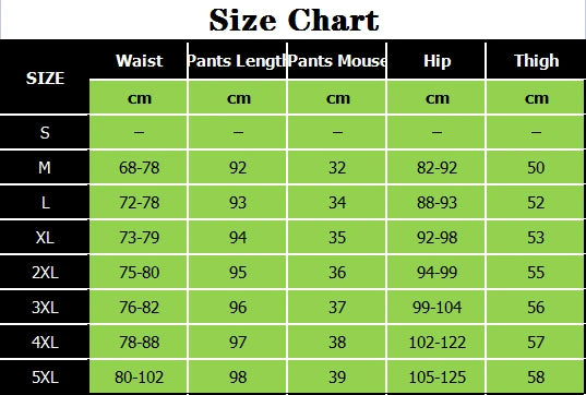 Size chart - Small to 5XL