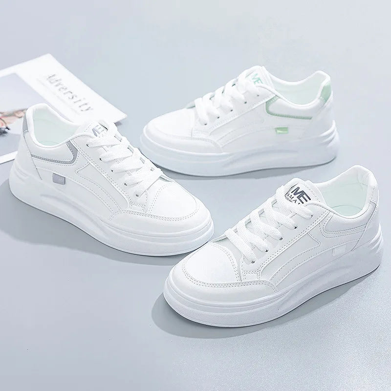 Discover the perfect combination of style and comfort with our Women's White Breathable Casual Tennis Shoes - Sneakers! These sneakers feature a thick sole and platform design, ensuring all-day support and a trendy look. The round toe adds a touch of femininity, making these shoes perfect for any casual outing. Upgrade your footwear game now!