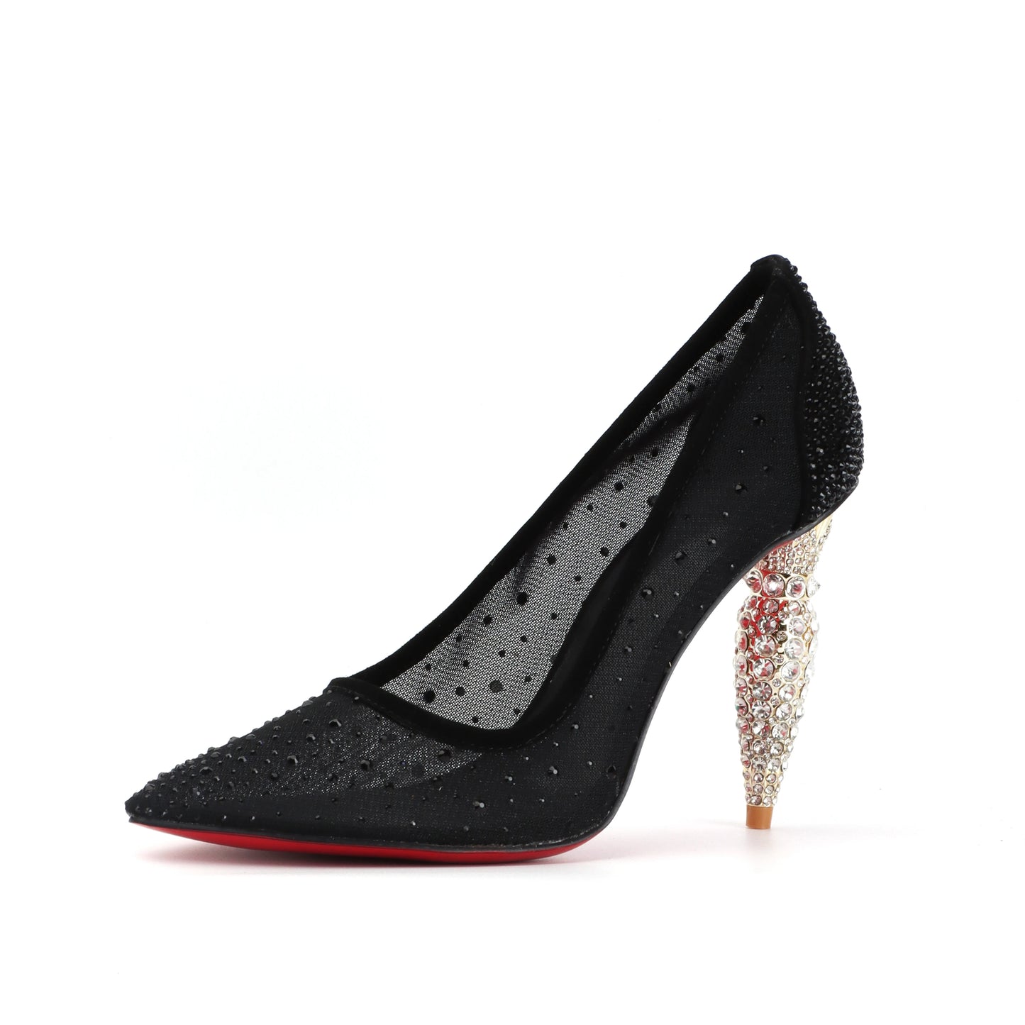 Black Lace High Heel Shoes Designer Pumps with Jeweled Heel - Thread Harbor Clothing Company