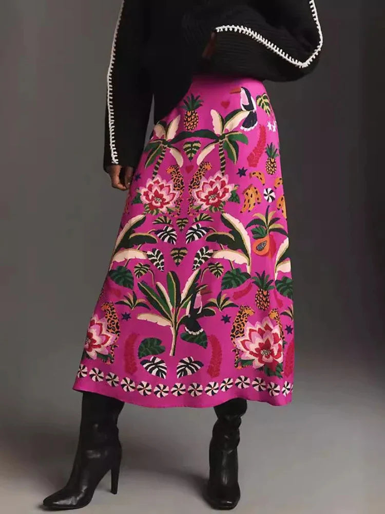 Introducing our Pink Tropical Floral Mid Length Skirt! Embrace the vibrant colors and lively patterns of this must-have piece. Lightweight and comfortable, it's perfect for any summer day. Stand out in style and feel confident with this unique skirt. Elevate your wardrobe and enjoy the benefits of a bold and versatile look!