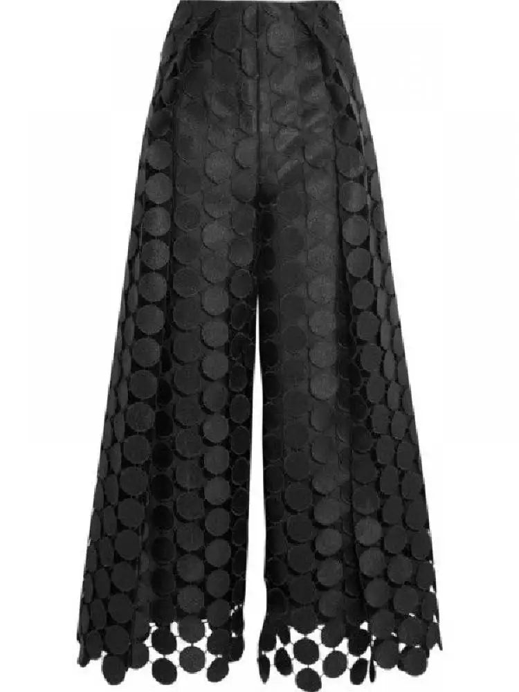 Hallow Pleated Polka Dot Wide Leg Trousers - Thread Harbor Clothing Company