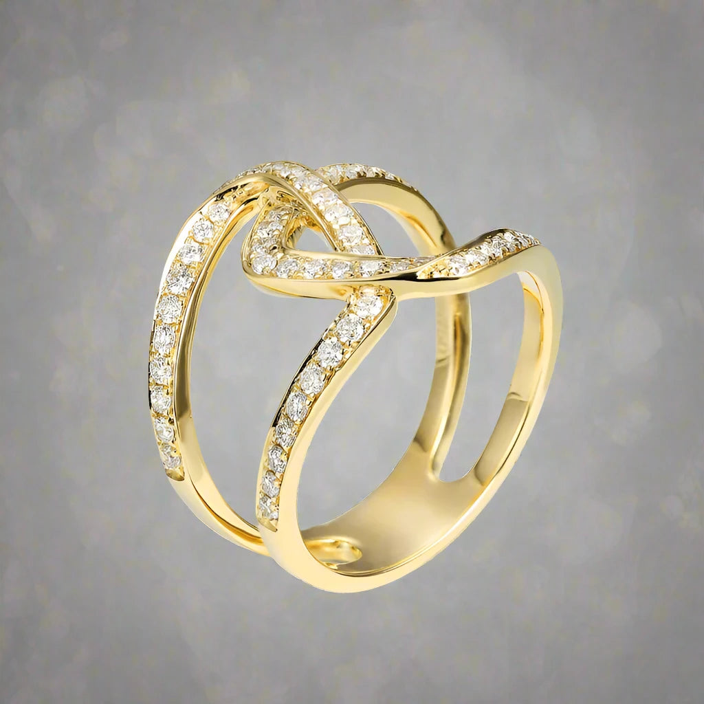 Elevate your look with our Natural Diamonds and 18K Yellow Gold Art Deco Ring, designed by Thread Harbor Clothing Company. Crafted with care, this stunning piece exudes luxury and elegance. Trust in the quality of the natural diamonds and the richness of the 18K yellow gold. A must-have for any jewelry collection!