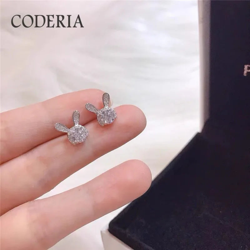 Hop onto the latest trend with these adorable Bunny Stud Earrings! Made with 0.5-1cm moissanite diamonds and sterling silver, these beautiful earrings will add a touch of whimsy to any outfit. Perfect for any bunny lover or those looking for a unique and playful accessory.