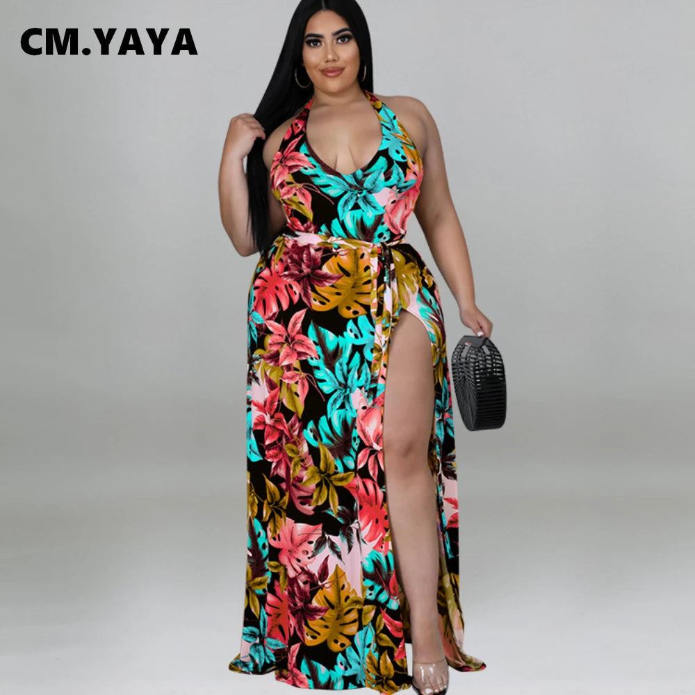 Elevate your beach style with our Plus Size Floral Maxi Dress and Matching Swimsuit Set. This two piece ensemble features a stunning floral print, flattering tie waist, and comfortable fit for all sizes. Perfect for making a statement and feeling confident at the beach or pool.