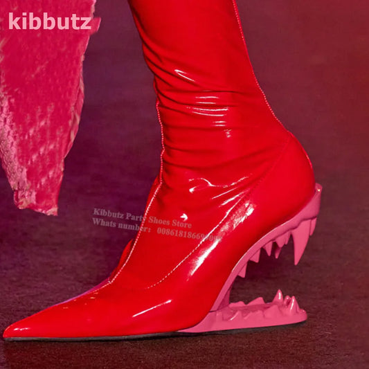 Step into fierce fashion with Tiger Fangs High Heel Ankle Boots! With a wide mouth roar design and 9 stunning colors (including 4 patent leather options), these boots are perfect for bold and fearless individuals. Make a statement with every step in these powerful shoes!