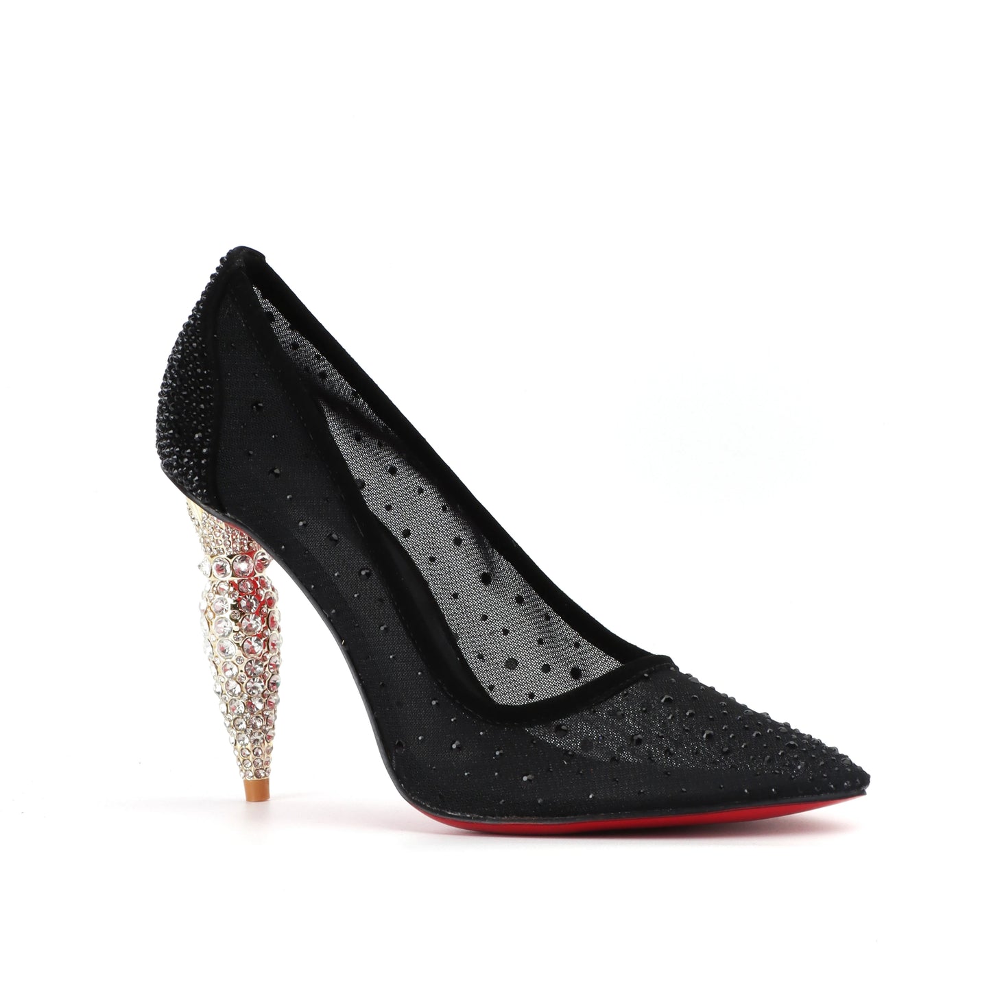 Black Lace High Heel Shoes Designer Pumps with Jeweled Heel - Thread Harbor Clothing Company