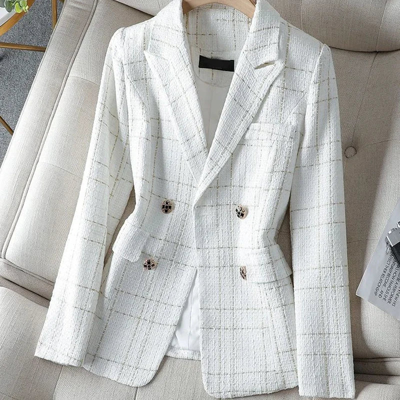 White. With gold plaid.   Very Crisp