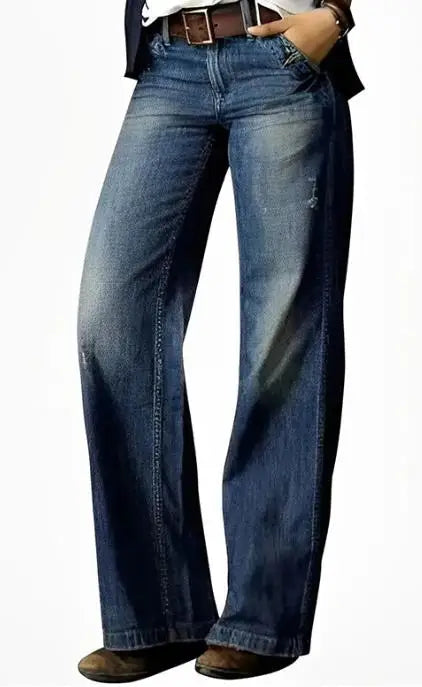 Retro Casual Loose Fit Stonewashed Denim Jeans