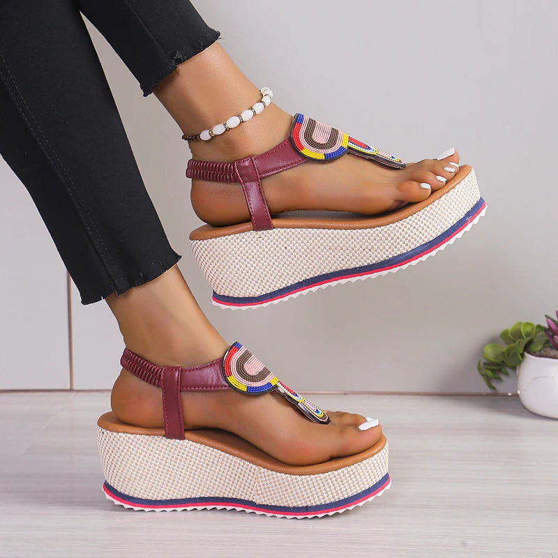 Tan Thick Sole Fun Fashionable Summer Sandals