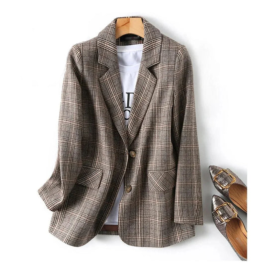 Introducing our Fall and Winter Tweed Jacket, available in Brown or Gray from Thread Harbor Clothing Company. Stay warm and stylish this season with our high-quality jacket, featuring a classic tweed fabric and a flattering fit. Don't compromise on style and comfort, invest in Thread Harbor now!