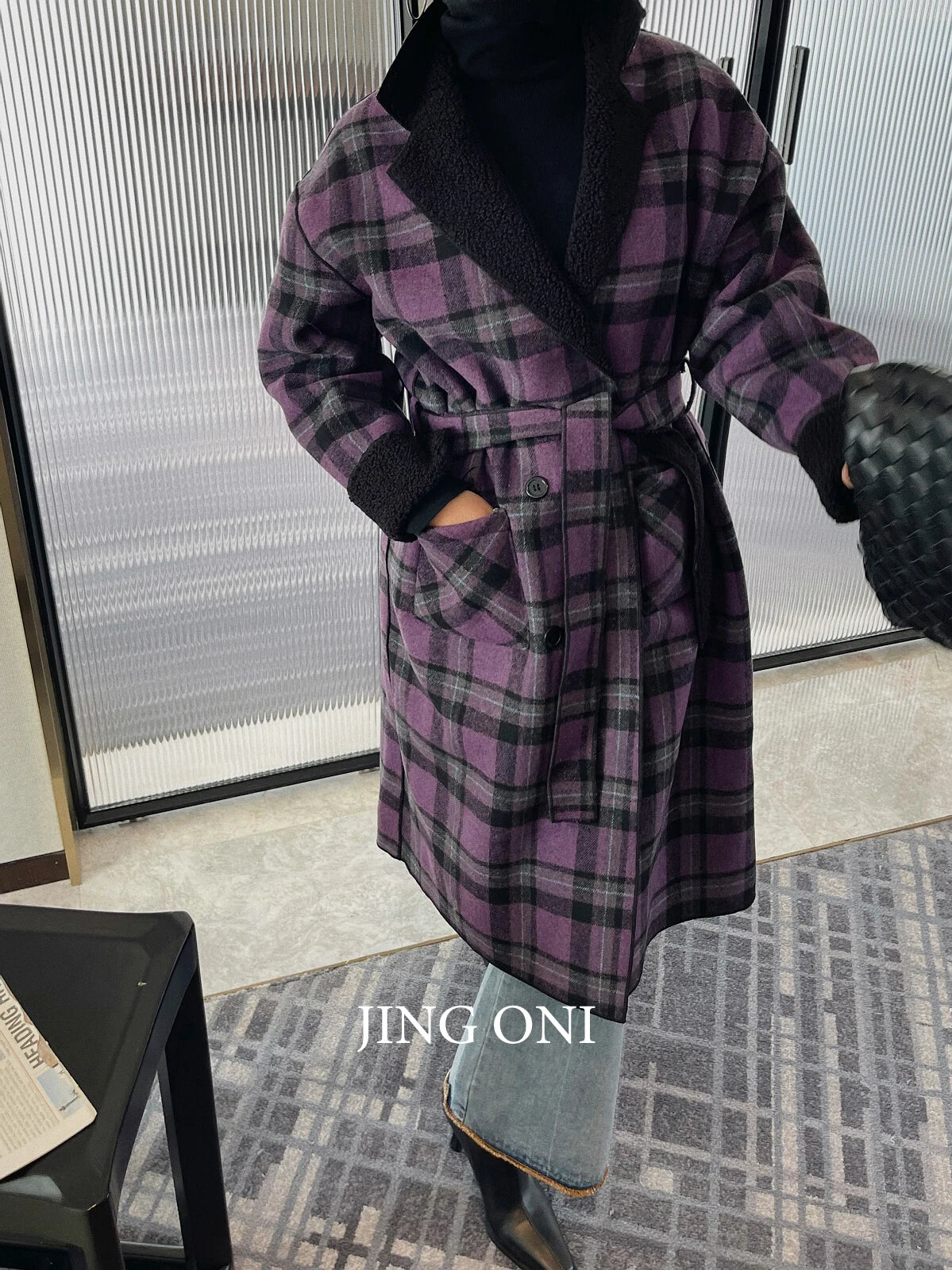 Stay stylish and warm this winter with our Woman's Warm Winter Double Breasted Plaid Wool Mid Length Reversible Coat from the Mrs. Whoudini Collection! Made with high-quality wool, this coat is perfect for keeping you cozy during the cold months. Its double-breasted design and reversible feature make it a versatile and stylish addition to your wardrobe. Don't sacrifice fashion for comfort - get the best of both worlds with our coat!