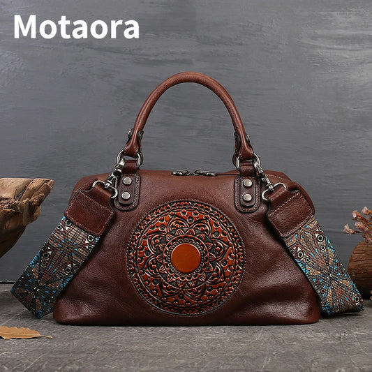 Add a touch of boho luxury to your outfit with our Genuine Leather Shoulder Bag! Handmade and featuring a retro design, this bag is made from genuine leather for a high-quality feel. Perfect for adding some unique style to your wardrobe, this bag is a must-have for any trendsetter.