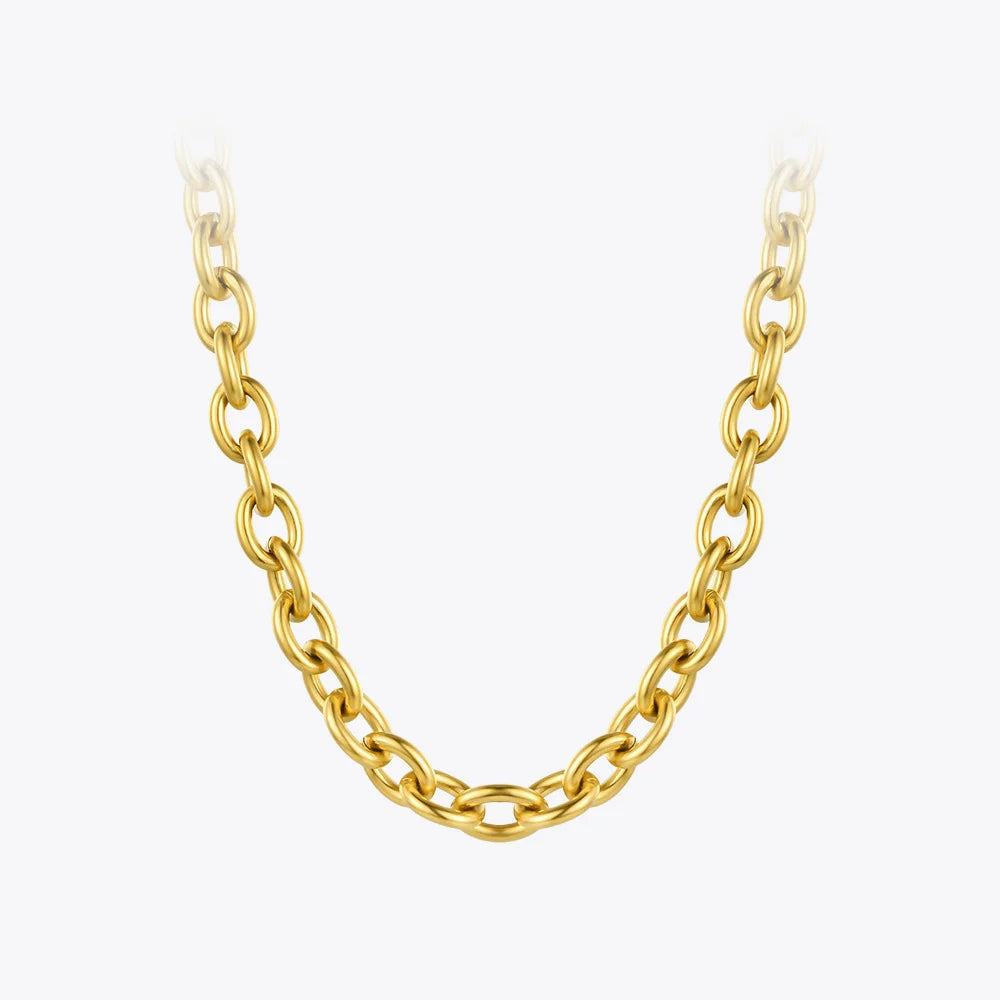 Level up your accessory game with this Chunky Gold Link Chain Necklace. Crafted from high quality stainless steel, this necklace is both durable and stylish. Add a touch of glamour to any outfit with its bold and chunky design. Elevate your style with this statement piece!