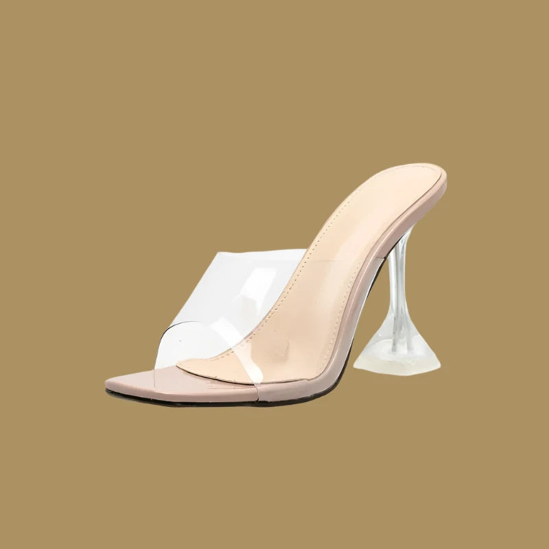 Mrs. Whoudini's Collection Presents The Invisible Slide Sandal- Women's Designer Sandals with Clear Heel and Strap by Thread Harbor Clothing Company