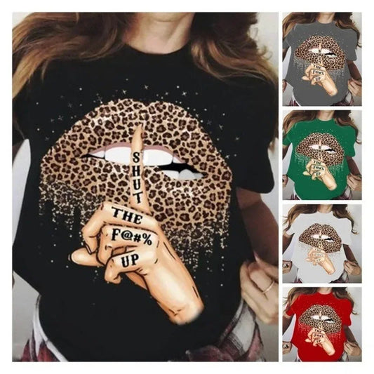 This Leopard Lips Graphic T-Shirt is a must-have for any fashion-forward individual. The bold leopard lips graphic makes a statement while also adding a touch of attitude to any outfit. Made with high-quality materials, this shirt is both comfortable and stylish. Stand out from the crowd with this unique and edgy piece!