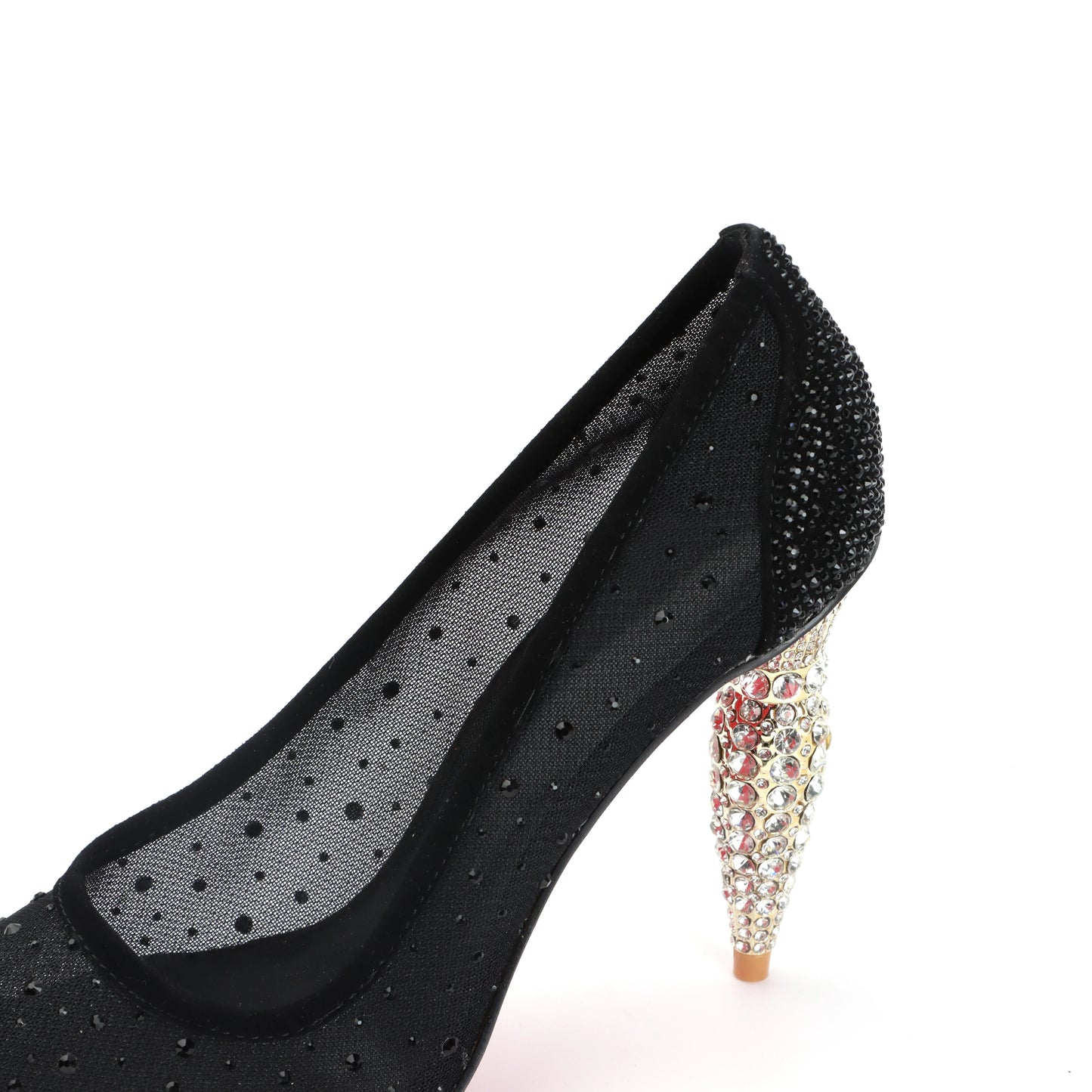 Black Lace High Heel Shoes Designer Pumps with Jeweled Heel - Thread Harbor Clothing Company