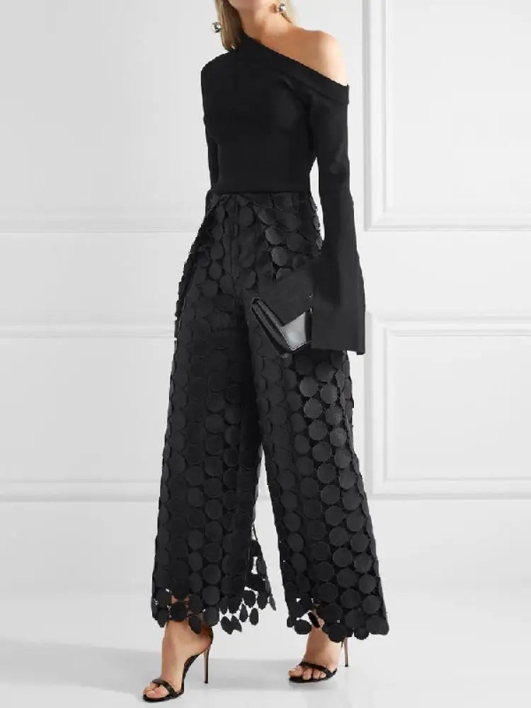 Hallow Pleated Polka Dot Wide Leg Trousers - Thread Harbor Clothing Company