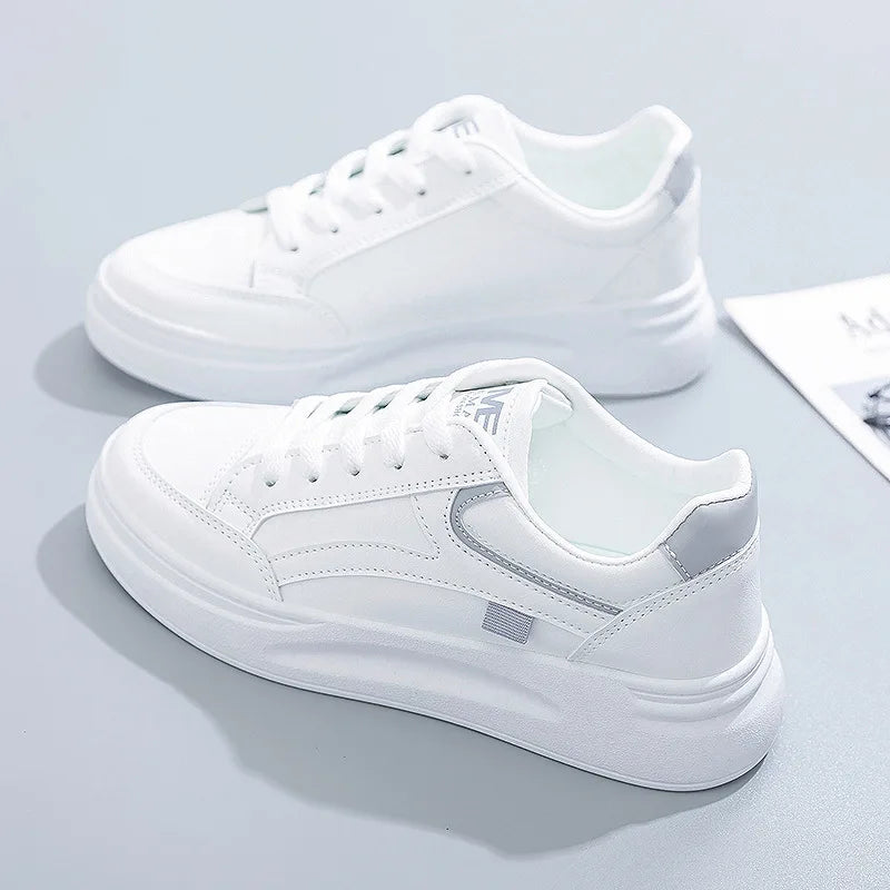 Discover the perfect combination of style and comfort with our Women's White Breathable Casual Tennis Shoes - Sneakers! These sneakers feature a thick sole and platform design, ensuring all-day support and a trendy look. The round toe adds a touch of femininity, making these shoes perfect for any casual outing. Upgrade your footwear game n