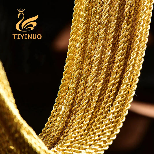 Elevate your style with our Classic 18K Yellow Gold Rope Chain Necklace. Available in 45cm, 50cm, and 60cm lengths, this necklace adds a touch of luxury and sophistication to any outfit. Featuring a timeless rope chain design, it's the perfect accessory for any occasion. Embrace elegance today!