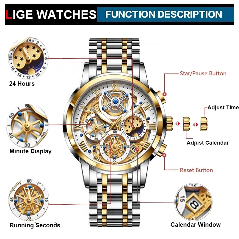 Large Face Gold Numeral Waterproof Watch - Thread Harbor Clothing Company