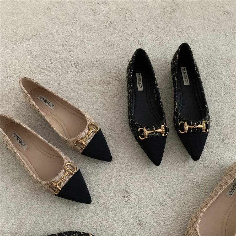 Step up your shoe game with our Luxury Flats - Pointed Toe Slip-On Loafers! The pointed toe design adds sophistication, while the slip-on style provides convenience. Perfect for any occasion, these flats will keep you comfortable and stylish. Elevate your look today!