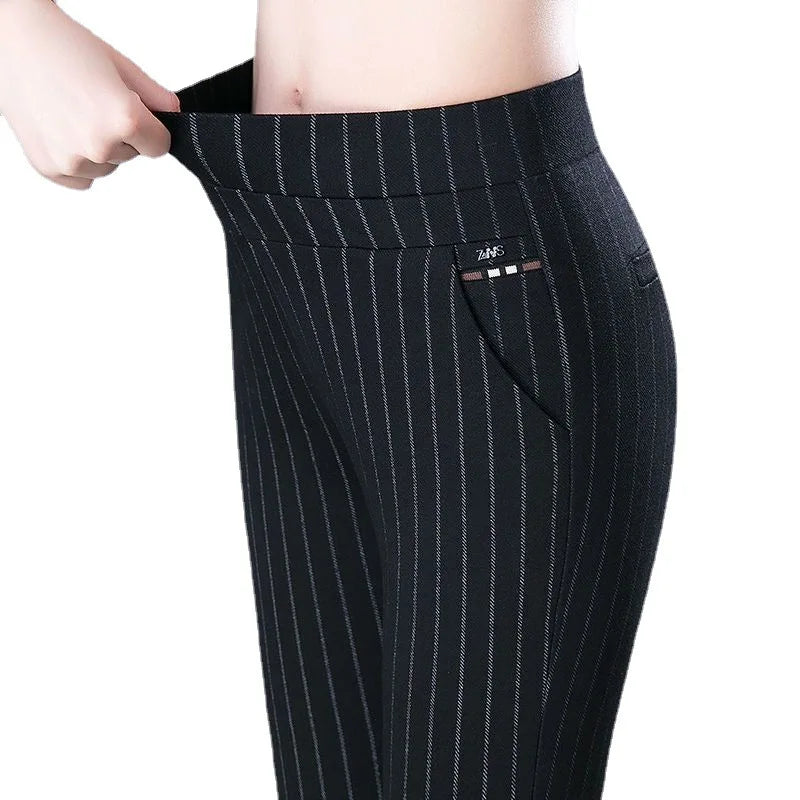 Elevate your style with our Stretch High Waist Skinny Leg Knit Slacks from Thread Harbor Clothing Company. These pants offer a sleek silhouette and a comfortable fit with their stretchy fabric and high waist design. Perfect for any occasion, they effortlessly flatter your figure while keeping you comfortable all day long.