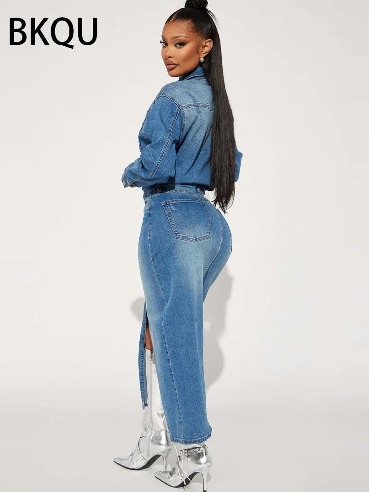 Get ready to turn heads with our Sexy Denim Long Sleeve Maxi Dress! Made from high-quality denim, this dress features long sleeves for a touch of elegance and a maxi length for a dramatic look. Perfect for any occasion, this dress will accentuate your curves and make you feel confident and sexy!