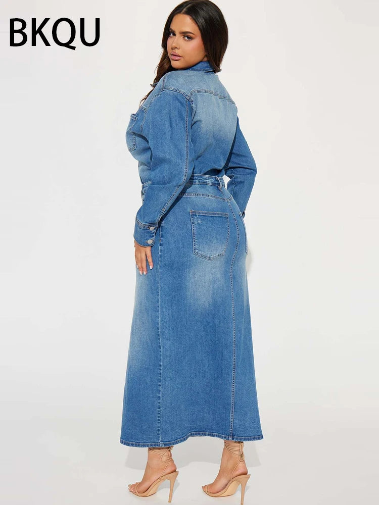 Get ready to turn heads with our Sexy Denim Long Sleeve Maxi Dress! Made from high-quality denim, this dress features long sleeves for a touch of elegance and a maxi length for a dramatic look. Perfect for any occasion, this dress will accentuate your curves and make you feel confident and sexy!