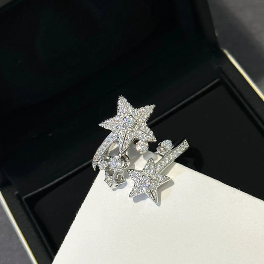 Add a touch of celestial charm with our Ladies Zircon Sterling Silver Star Ring. This dainty ring features sparkling zircons and is made of high-quality sterling silver. Perfect for everyday wear, this ring will add a touch of sparkle and whimsy to any outfit. Shine bright like a star with this unique piece!