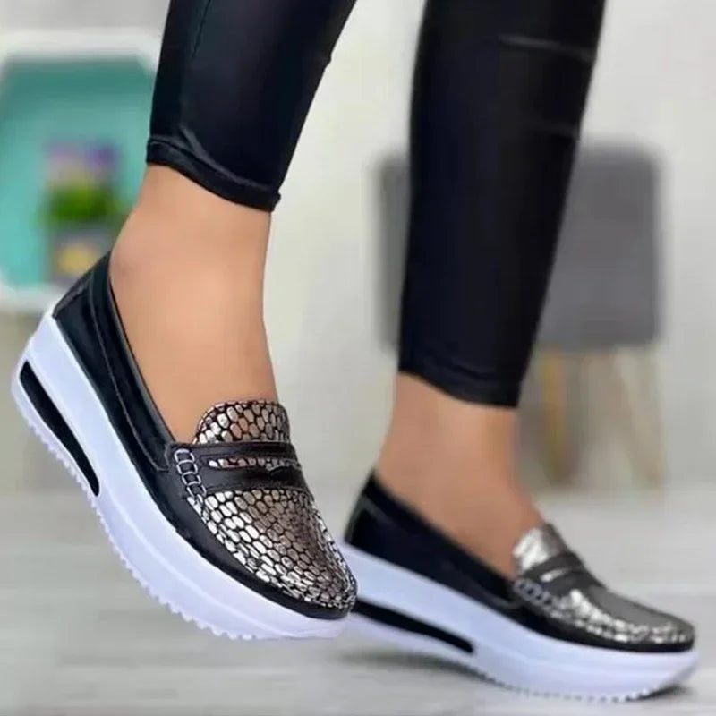 Lightweight Slip-On  Luxury Loafer Sneakers with Wedged Heel