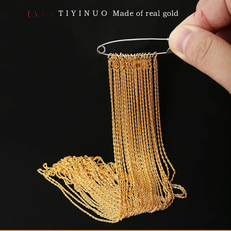 Classic 18K Yellow Gold Rope Chain Necklace  45cm 50cm 60cm