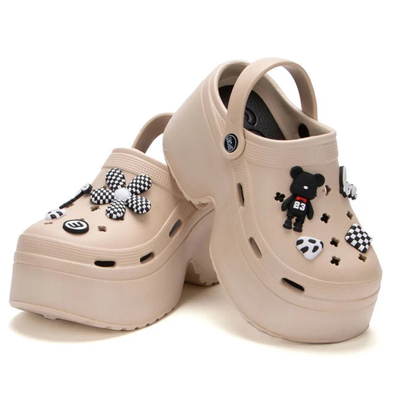 White Chunky Clog Sandals