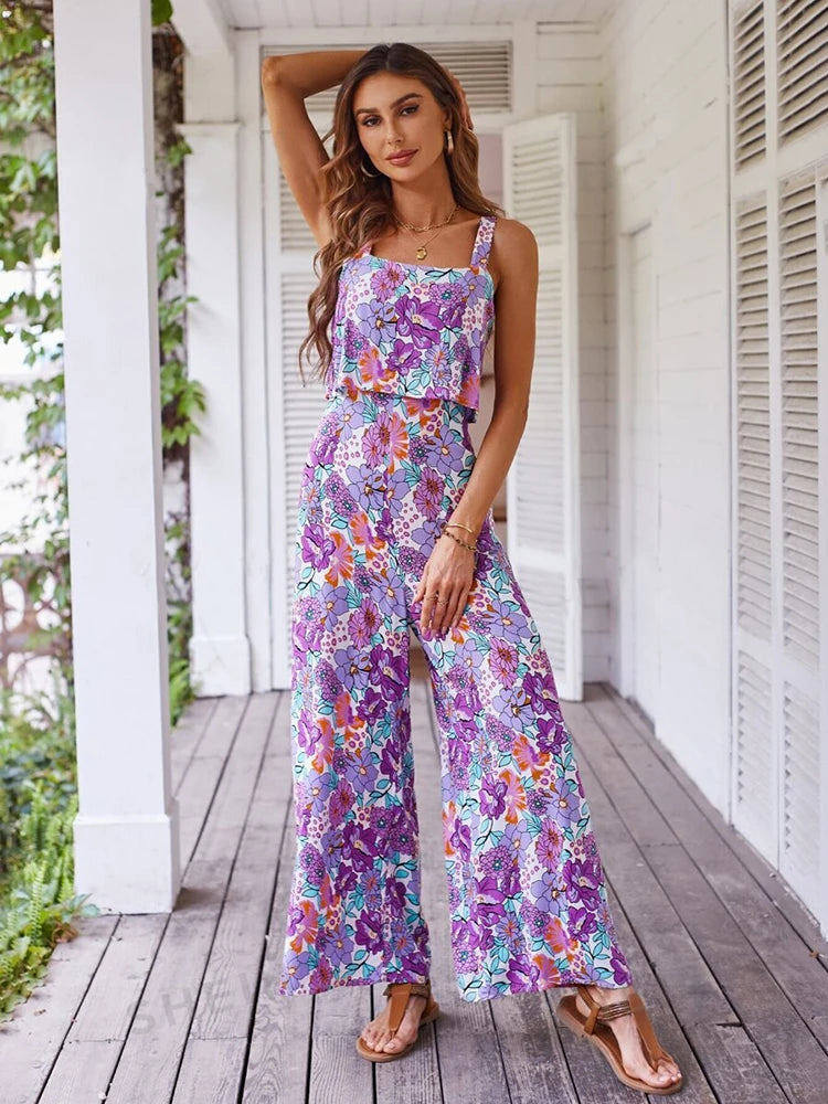 Indulge in this fashion-forward Elegant Sexy Sleeveless Floral Print Romper Jumpsuit that exudes elegance and sexiness. With its stunning floral print design, flattering sleeveless cut, and comfortable fit, this romper jumpsuit is perfect for any occasion. Make a statement and turn heads with this must-have piece in your wardrobe!