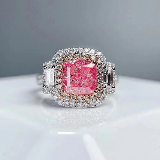 Discover the ultimate symbol of love and beauty with our 2 Carat Gold Plated GRA Certified Pink Moissanite Diamond Ring. This stunning piece boasts a sparkling 2 carat pink moissanite diamond that is GRA certified for authenticity. The gold plated band adds a touch of luxury and elegance. Make a bold statement and cherish this ring for a lifetime.