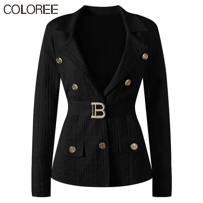 Stay warm and stylish in our Designer Double Breasted Cardigans for Women. Featuring a belted and knitted design, these cardigans are available in tan, black, pink, and white. Elevate your wardrobe with this double breasted cardigan, perfect for any occasion.