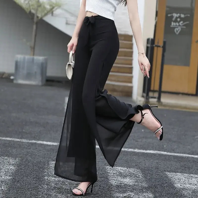 Black - Layered - Sheer - Side Slit Super Cute