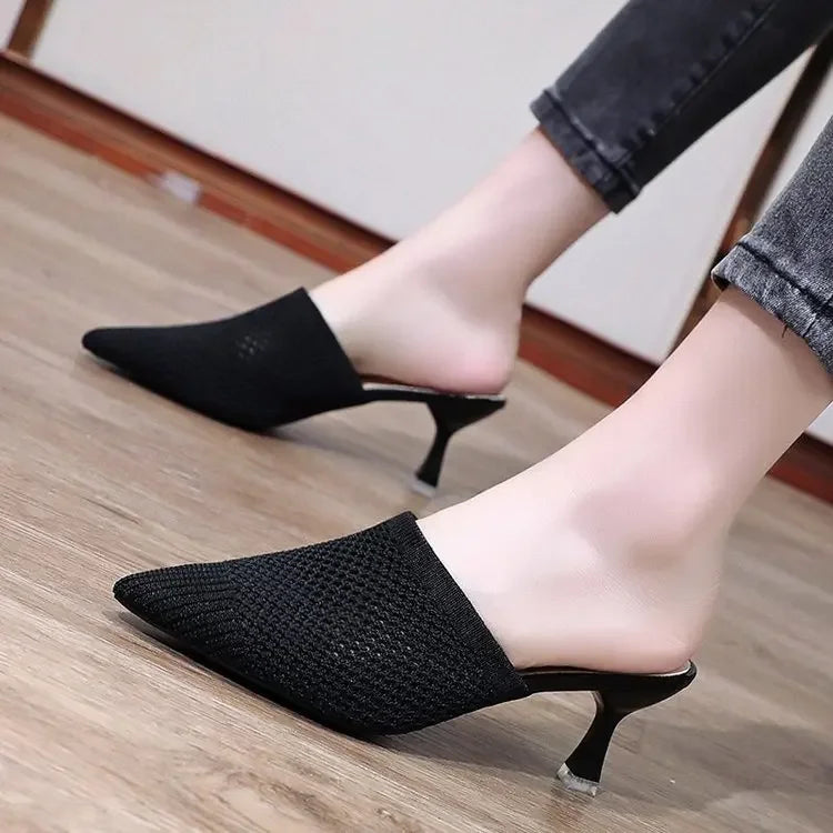 Women's Slip-On Mules - Close Toe Low Heel Comfort Shoe