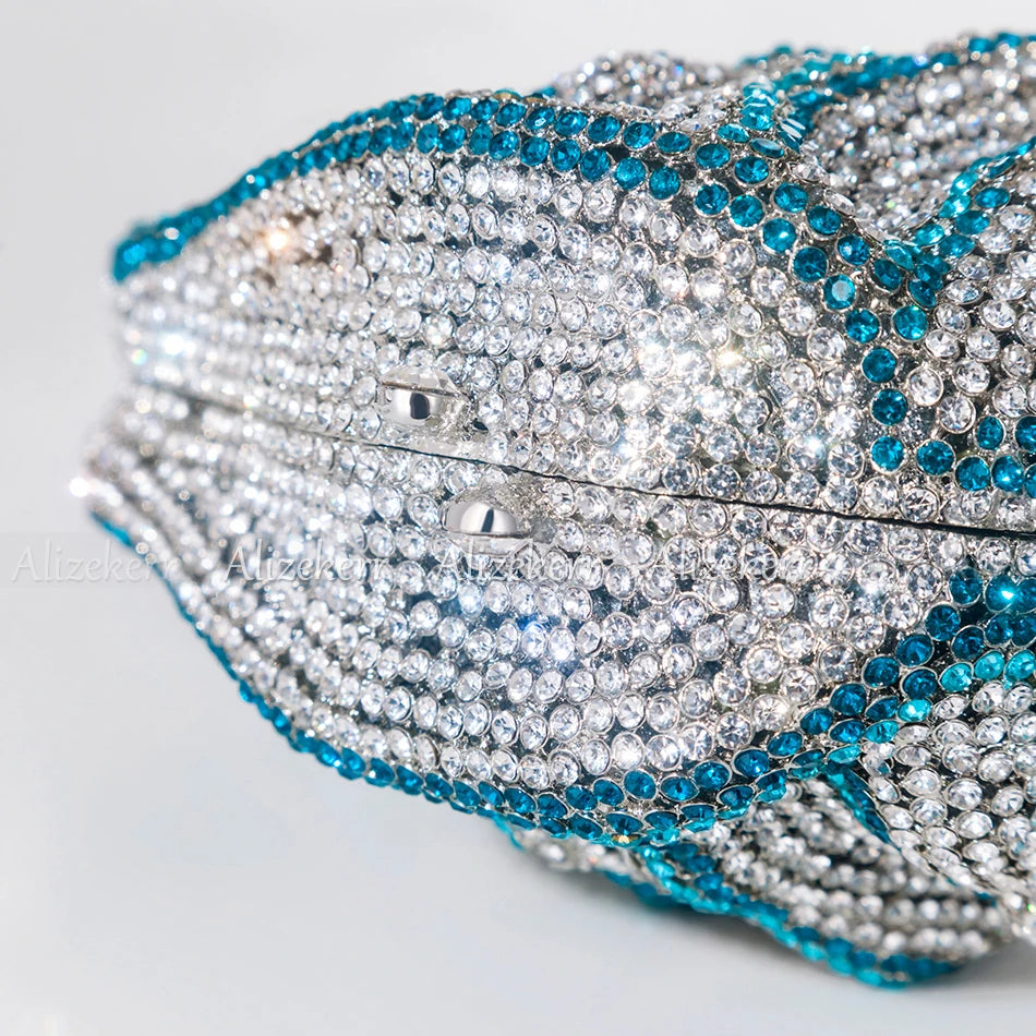 Women's Rhinestone Conch Shaped Evening Clutch Bags Novelty Unique Boutique Bag