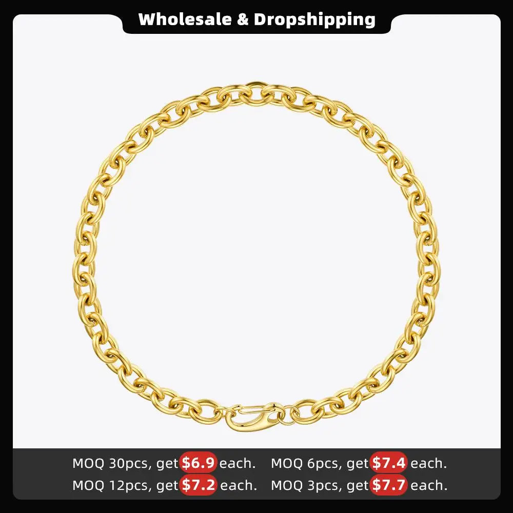 Level up your accessory game with this Chunky Gold Link Chain Necklace. Crafted from high quality stainless steel, this necklace is both durable and stylish. Add a touch of glamour to any outfit with its bold and chunky design. Elevate your style with this statement piece!