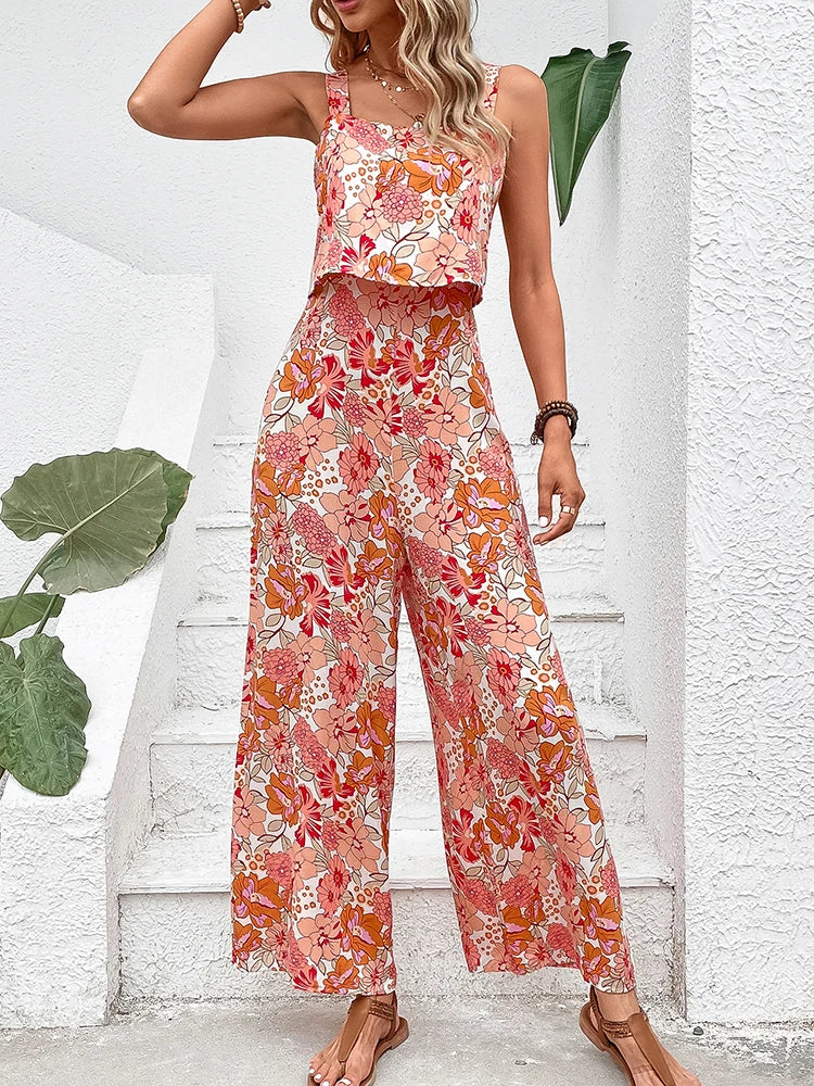 Indulge in this fashion-forward Elegant Sexy Sleeveless Floral Print Romper Jumpsuit that exudes elegance and sexiness. With its stunning floral print design, flattering sleeveless cut, and comfortable fit, this romper jumpsuit is perfect for any occasion. Make a statement and turn heads with this must-have piece in your wardrobe!