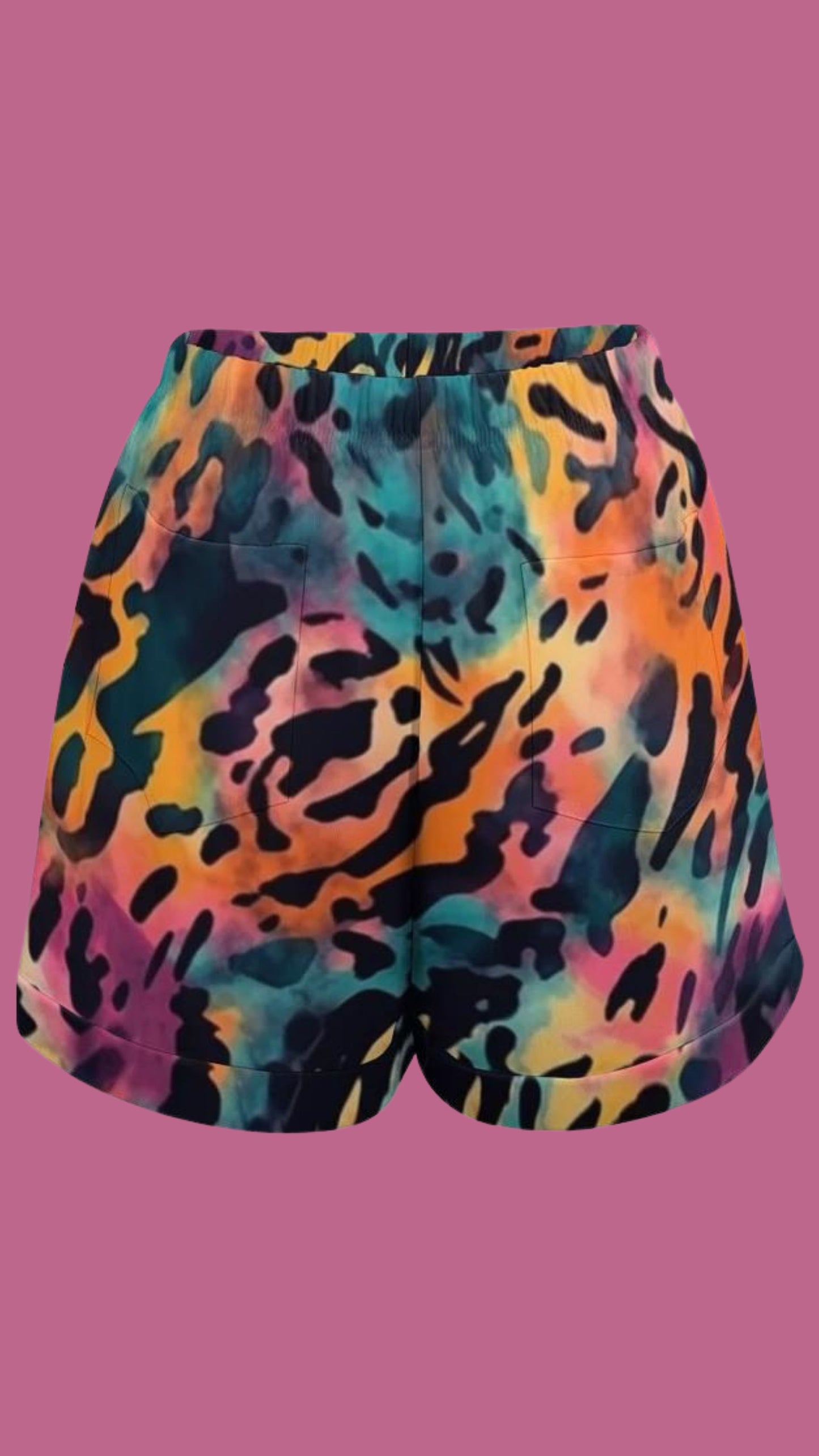 Elastic Waist Animal Print Shorts