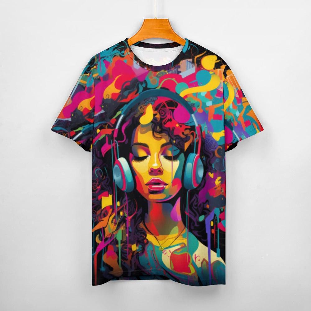 Introducing the Bright &amp; Colorful Original Graphic Print Crew-Neck T-Shirt! Bold graphics, vibrant colors, and a comfortable crew-neck design make this the perfect statement piece for any wardrobe. Spread positivity and confidence with every wear. Feel empowered and inspired with each colorful and creative design.