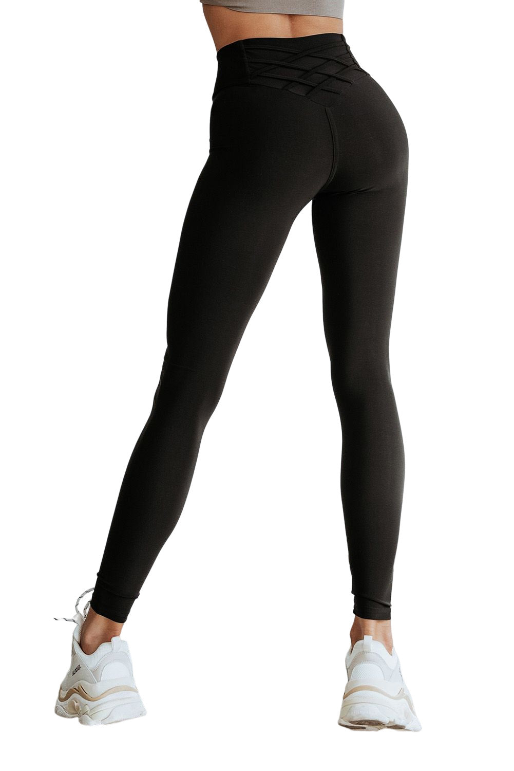 Flaunt your figure with our Black Criss Cross Tummy Control High Waist Leggings! Designed to give you a sleek and smooth silhouette, these leggings feature a high waist and criss cross detailing to enhance your curves and provide ultimate tummy control. Feel confident and comfortable all day long!