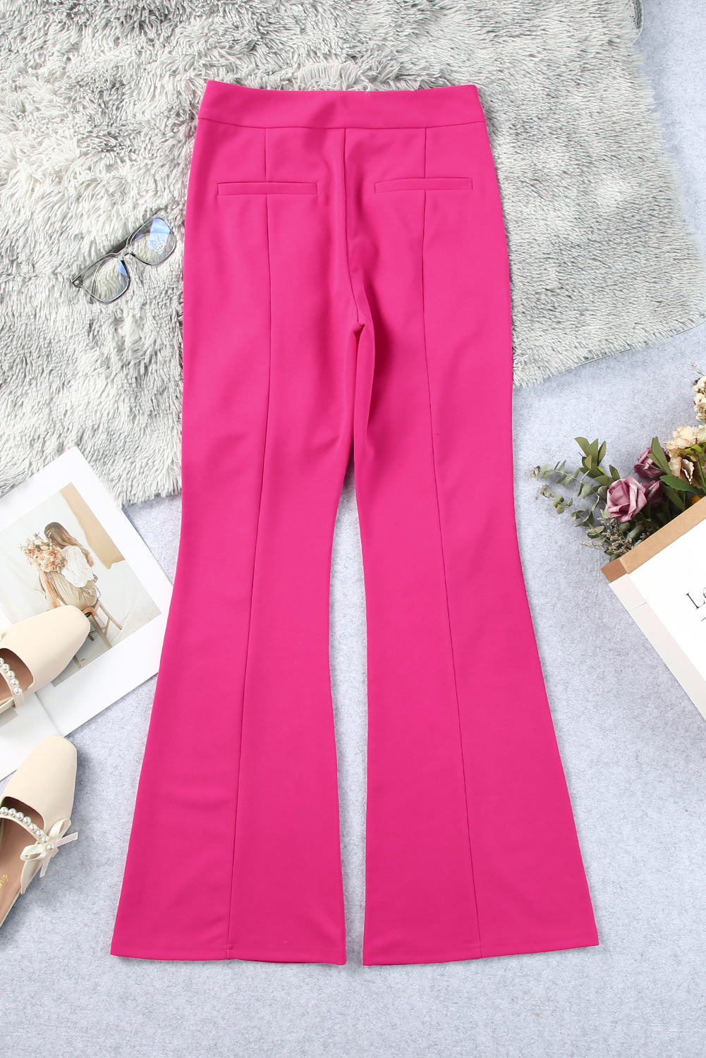 Beautiful Pink Split Hem High Waist Pants - Thread Harbor Clothing Company