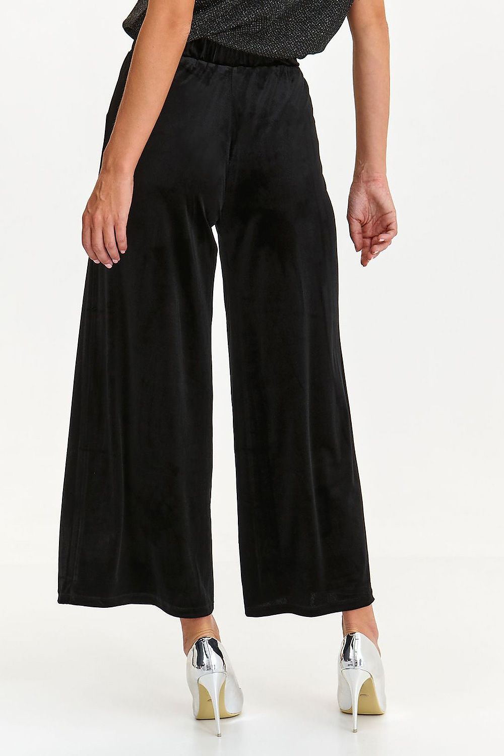 Wide Leg Ankle Length Slacks for Women Elastic Waist Classic Style